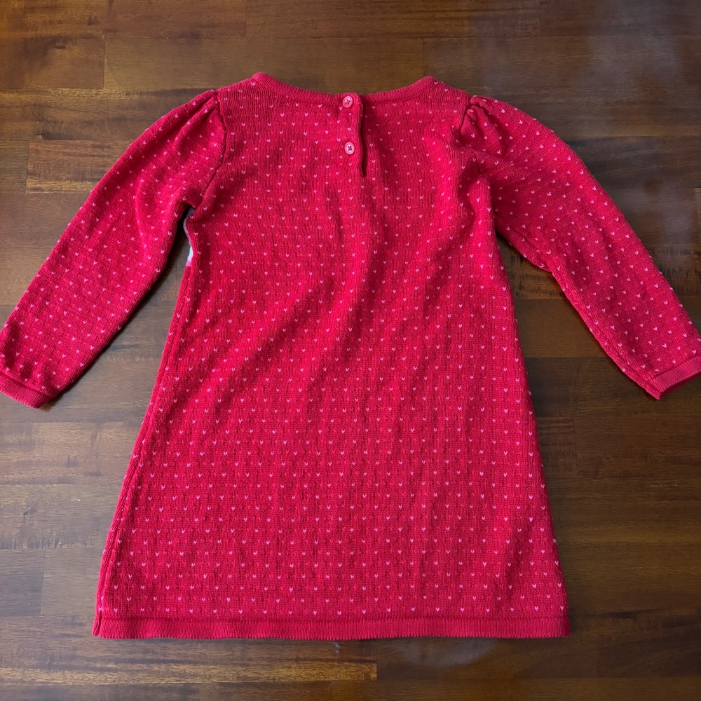 Gymboree Red Cozy Owl Long Sleeve Holiday Christmas Cotton Sweater Dress 3T - Picture 2 of 5